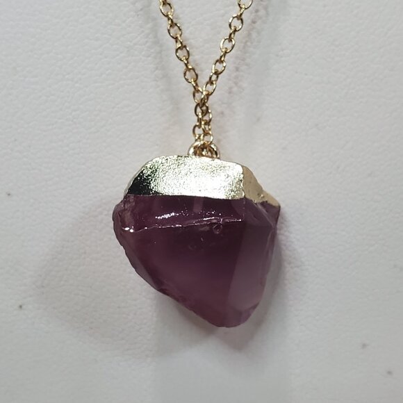 Banana Republic gold-toned chain w/faceted amethyst-colored nugget stone - Picture 8 of 8